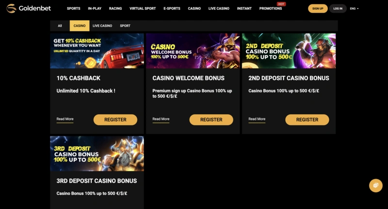 Goldenbet Bonuses